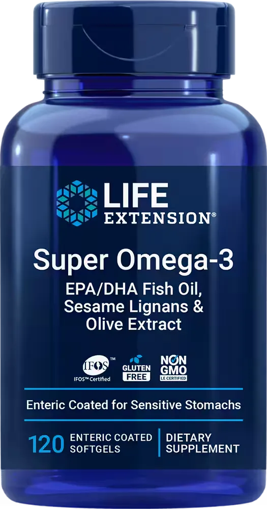 Super Omega-3 EPA/DHA Fish Oil, Sesame Lignans & Olive Extract, 60 softgels