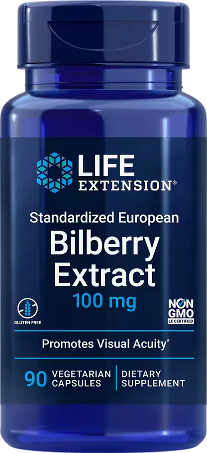 Standardized European Bilberry Extract, 100 mg, 90 vegetarian capsules