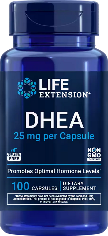DHEA, 25 mg, 100 capsules
