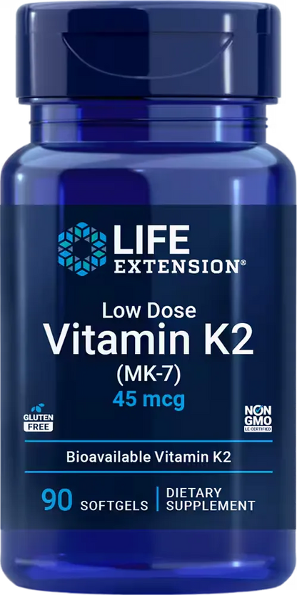 Low Dose Vitamin K2, 45 mcg, 90 softgels