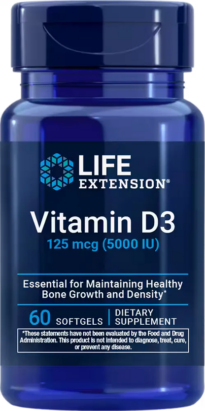 Vitamin D3, 125 mcg (5000 IU), 60 softgels