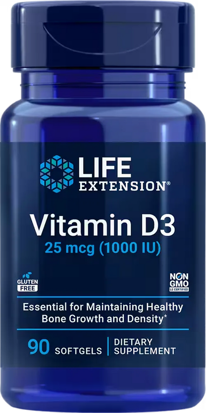 Vitamin D3, 25 mcg (1000 IU), 90 softgels