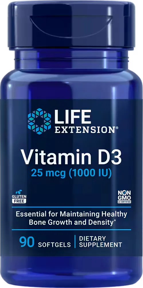 Vitamin D3, 25 mcg (1000 IU), 90 softgels