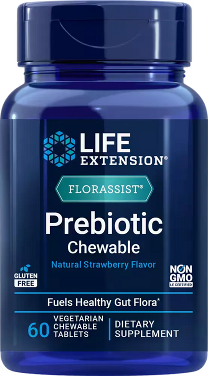 FLORASSIST® Prebiotic Chewable (Strawberry), 60 vegetarian chewable tablets