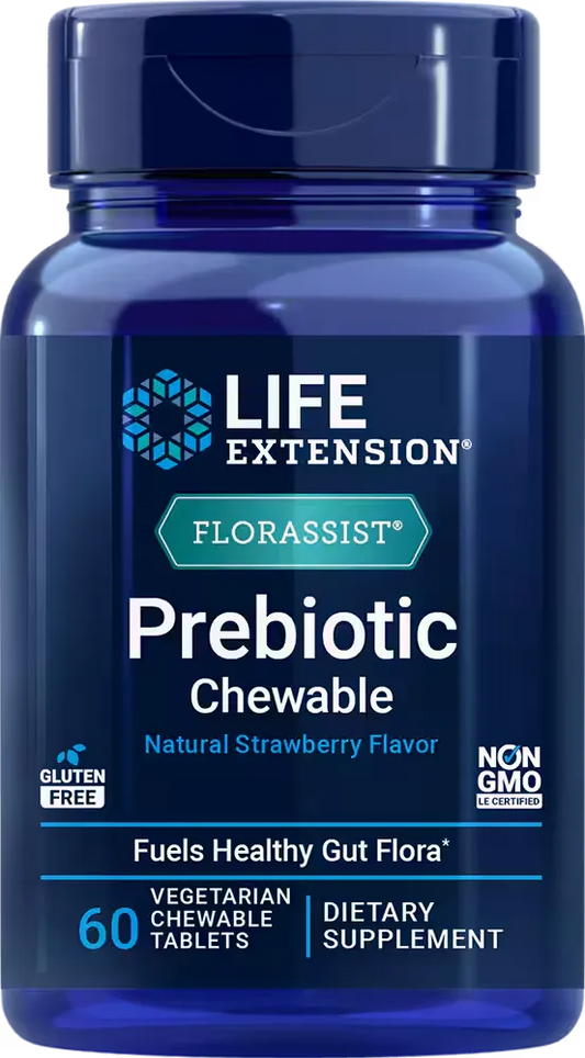 FLORASSIST® Prebiotic Chewable (Strawberry), 60 vegetarian chewable tablets