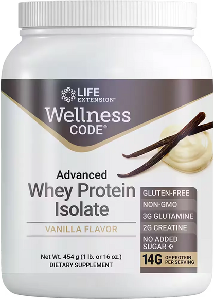 Wellness Code® Advanced Whey Protein Isolate (Vanilla), 454 grams