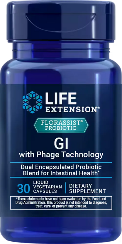 FLORASSIST® Probiotic GI with Phage Technology, 30 liquid vegetarian capsules