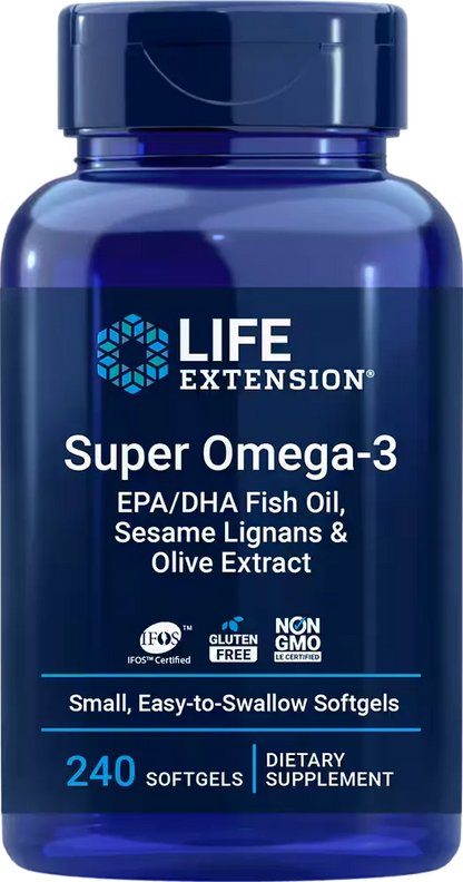 Super Omega-3 EPA/DHA Fish Oil, Sesame Lignans &amp; Olive Extract, 120 softgels