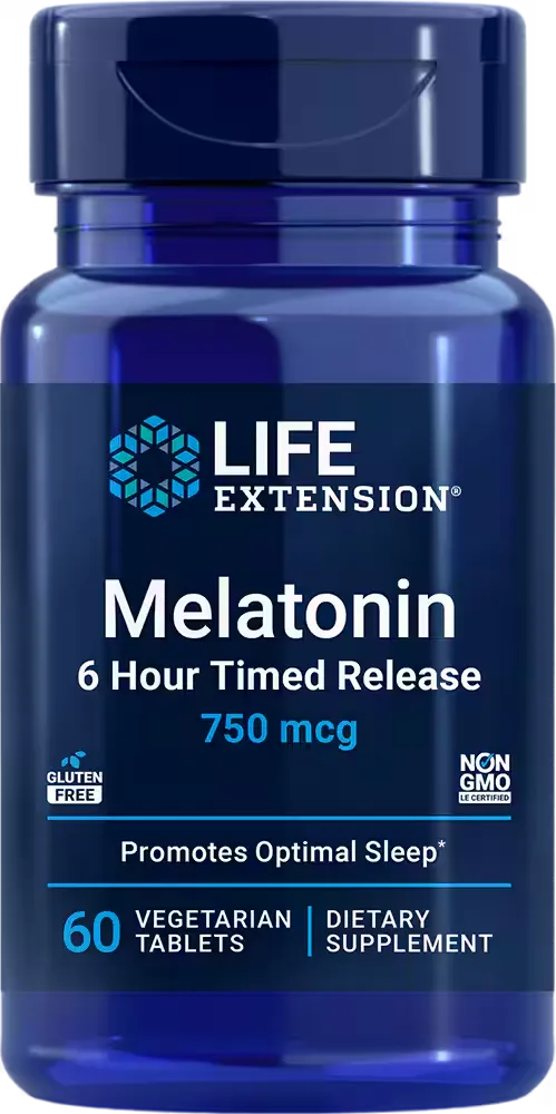 Melatonin 6 Hour Timed Release, 3 mg, 60 vegetarian  tablets