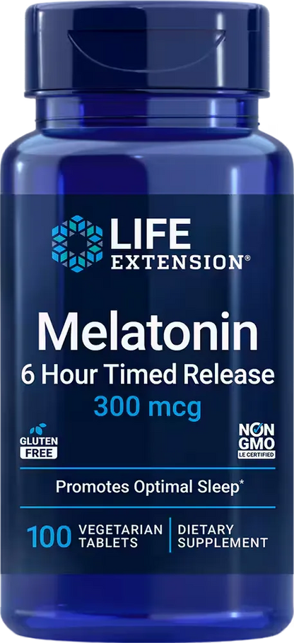 Melatonin 6 Hour Timed Release, 3 mg, 60 vegetarian  tablets