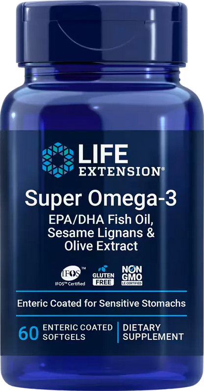 Super Omega-3 EPA/DHA Fish Oil, Sesame Lignans &amp; Olive Extract, 240 easy-to-swallow softgels