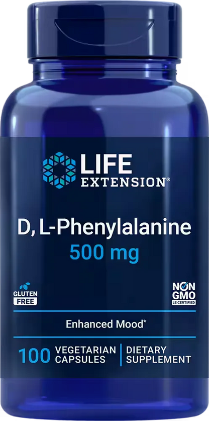 D, L-Phenylalanine Capsules, 500 mg, 100 vegetarian capsules