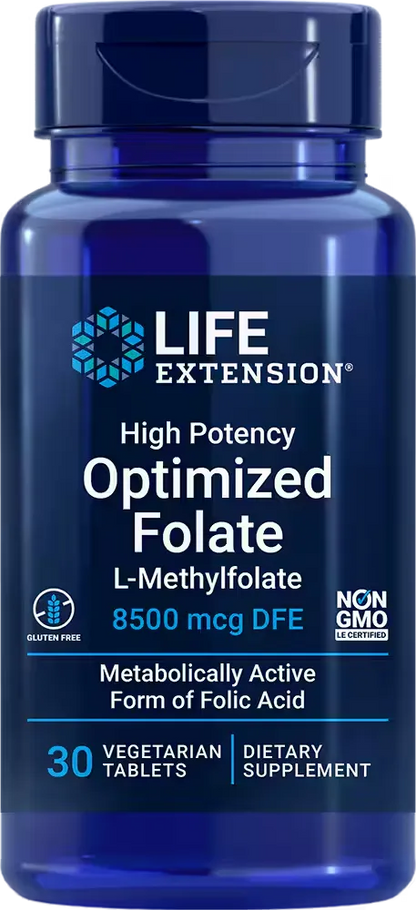 High Potency Optimized Folate, 8500 mcg DFE, 30 vegetarian tablets