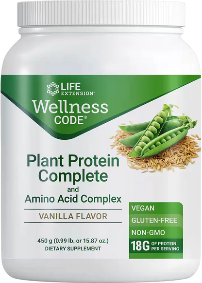 Wellness Code® Plant Protein Complete &amp; Amino Acid Complex (Vanilla), 450 grams