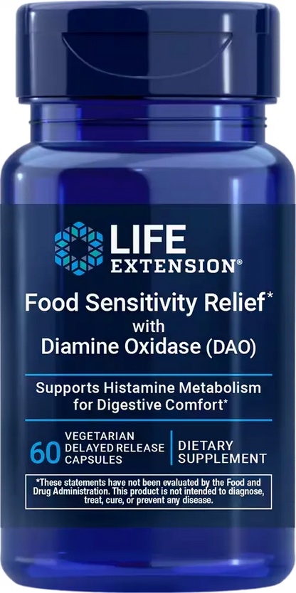 Food Sensitivity Relief with Diamine Oxidase (DAO), 60 delayed release capsule