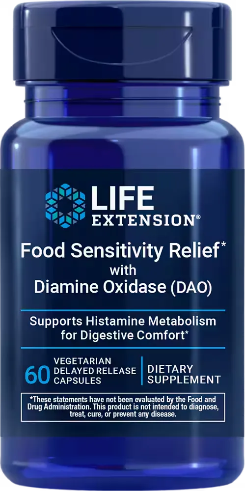 Food Sensitivity Relief with Diamine Oxidase (DAO), 60 delayed release capsule