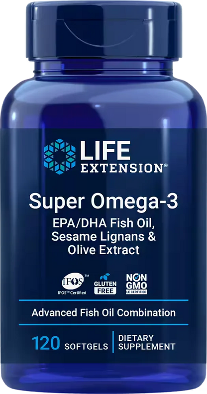 Super Omega-3 EPA/DHA Fish Oil, Sesame Lignans &amp; Olive Extract, 60 softgels