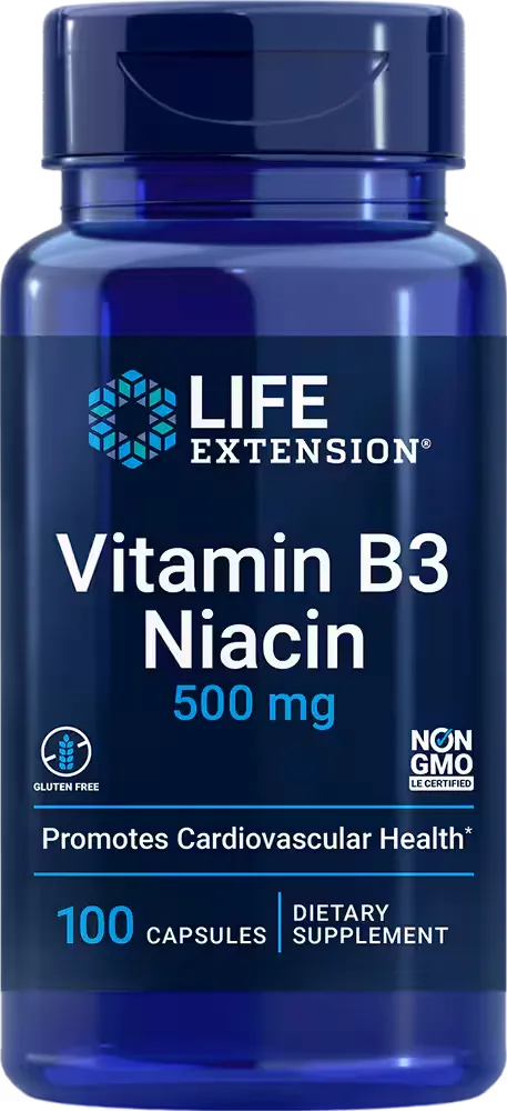 Vitamin B3 Niacin, 500 mg, 100 capsules