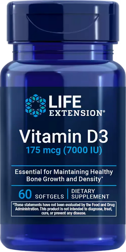 Vitamin D3, 175 mcg (7000 IU), 60 softgels