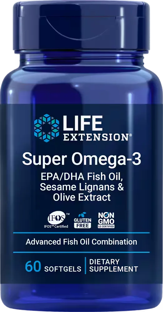 Super Omega-3 EPA/DHA Fish Oil, Sesame Lignans &amp; Olive Extract, 60 softgels