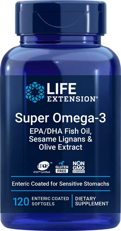 Super Omega-3 EPA/DHA Fish Oil, Sesame Lignans &amp; Olive Extract, 120 softgels
